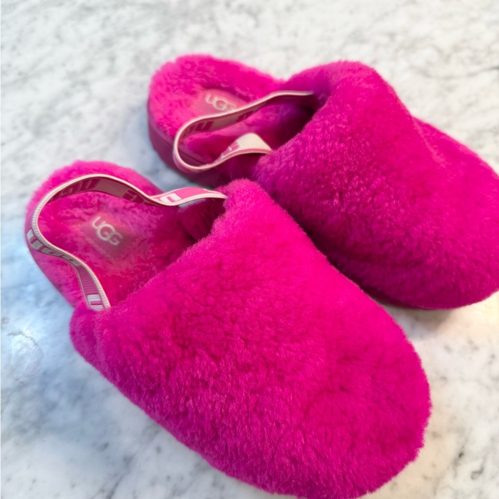 UGG Kids' Pink Fluffy Slippers